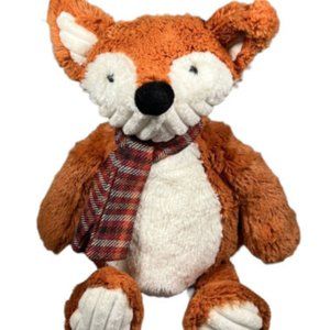 PIER 1 ONE IMPORTS CLARK THE FOX PLUSH BROWN RED CREAM SCARF 14" SOFT TOY